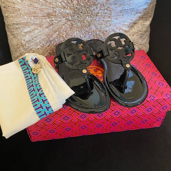 Tory Burch Shoes - Tory Burch Miller Sandal-Black Patent-Size 7